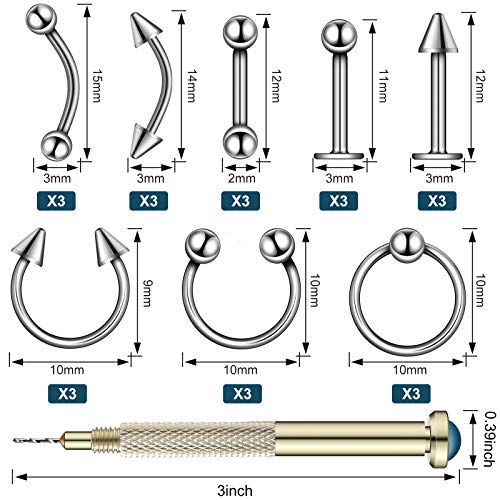 Maitys 25 Pieces Nail Art Dangle Charms with Piercing Tool Hand Drill, Nail Jewelry Rings Charms Pierced Art Supplies for Tips, Acrylic, Gels Decorations(Silver) - Image 2