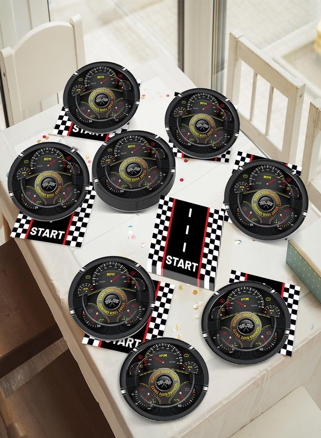 CHUNNIN 50Pcs Race Car Party Plates and Napkins Race Car Birthday Party Decorations Racing Themed Paper Dessert Plates Start Your Engines Tableware Set Serves 25 Guests Kids Boys Baby Shower Party Supplies - Image 5