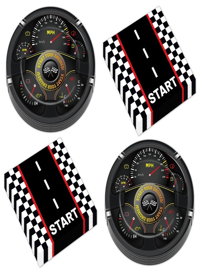 CHUNNIN 50Pcs Race Car Party Plates and Napkins Race Car Birthday Party Decorations Racing Themed Paper Dessert Plates Start Your Engines Tableware Set Serves 25 Guests Kids Boys Baby Shower Party Supplies - Image 1