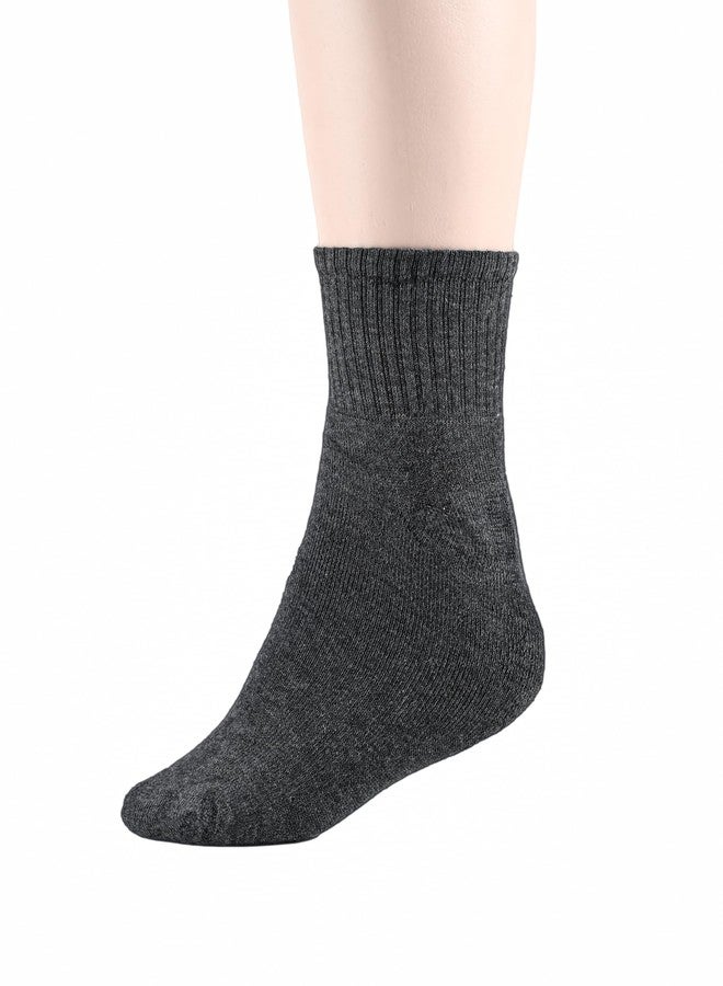 MUKHAKSH (Pack of 12 Pairs = 24 Socks Boys Winter Woolen Warm Dark Grey Ankle Socks - Image 2