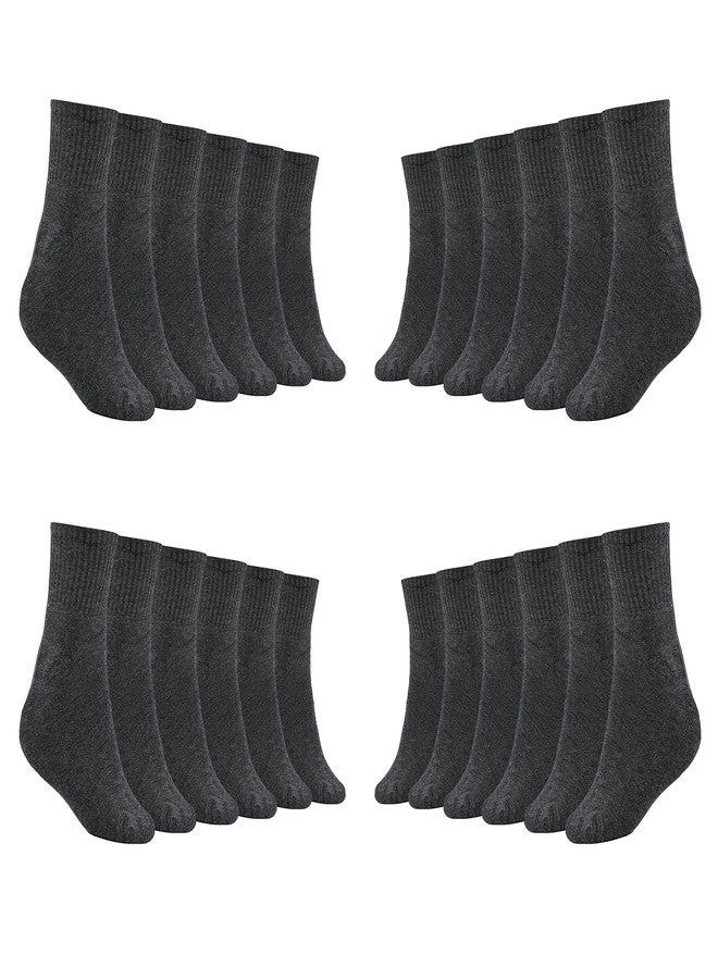MUKHAKSH (Pack of 12 Pairs = 24 Socks Boys Winter Woolen Warm Dark Grey Ankle Socks - Image 1