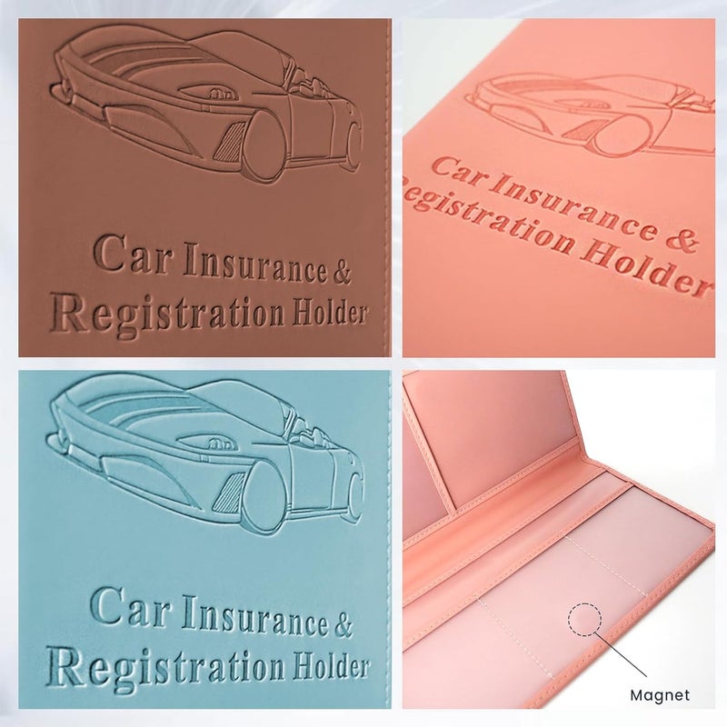 TILDOSAC Car Registration & Insurance Card Holder Leather Auto Glove Box Organizer Document Wallet with Magnetic Shut - Image 4