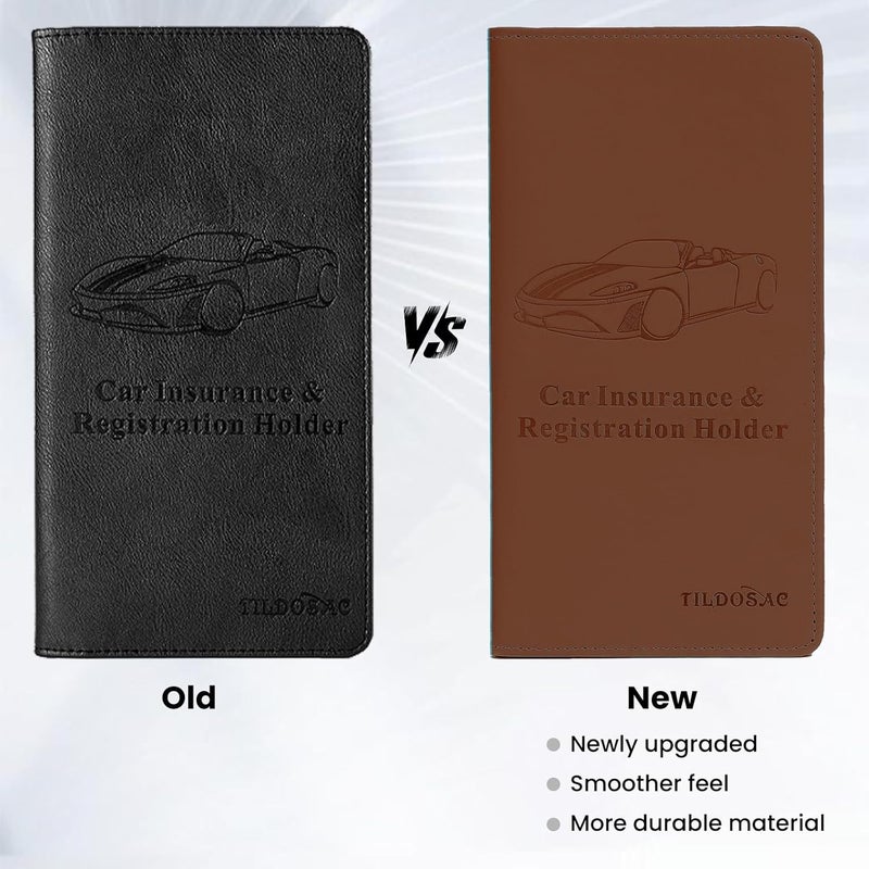 TILDOSAC Car Registration & Insurance Card Holder Leather Auto Glove Box Organizer Document Wallet with Magnetic Shut - Image 2