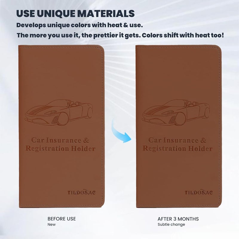 TILDOSAC Car Registration & Insurance Card Holder Leather Auto Glove Box Organizer Document Wallet with Magnetic Shut - Image 3