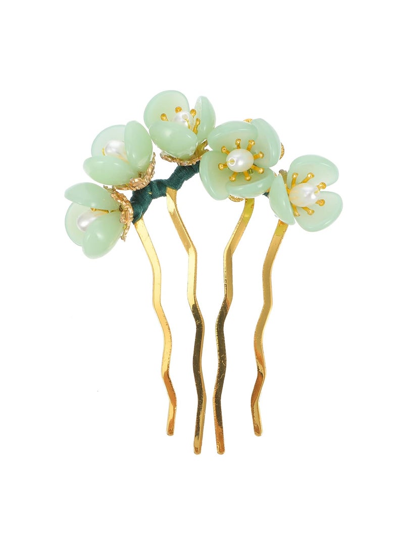 Beaupretty Beaupretty Jade Flower Hair Pin Chinese Hair Stick Jade Hairpin Retro Chignon Pin Traditional Classical Flower Hair Chopstick Hair Styling Accessories for Women Girls Green 