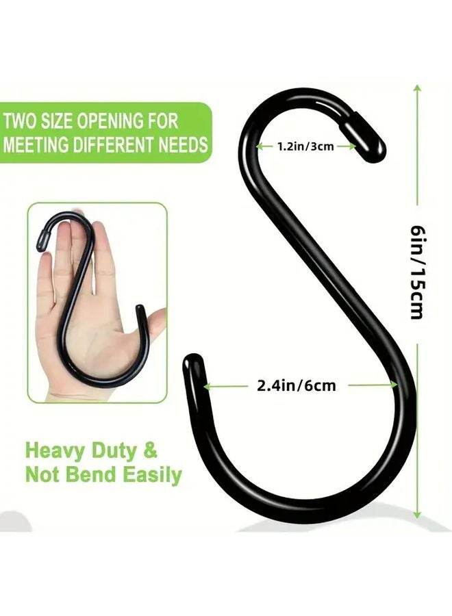 12pcs Black Heavy Duty Vinyl Coated S Hooks 6 Inch Non Slip Hanging Hooks - Image 3