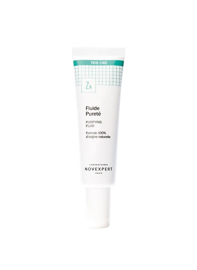 Novexpert Purifying Fluid Zinc Face Cream For Women And Men Fast Absorbing Face Cream For Redness And Blemish Prone Skin Hypoallergenic For All Skin Types Natural Organic Vegan 1 Oz  - Image 1