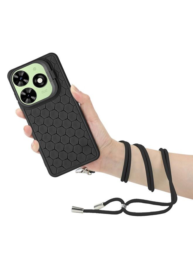 S-TOP Case For Infinix Hot 40i Honeycomb Radiating Holder TPU Phone Case with Lanyard - Image 4