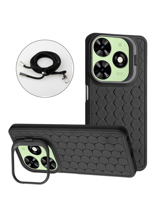 S-TOP Case For Infinix Hot 40i Honeycomb Radiating Holder TPU Phone Case with Lanyard - Image 1