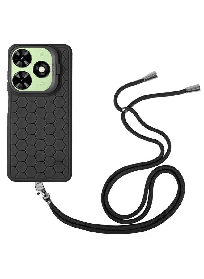 S-TOP Case For Infinix Hot 40i Honeycomb Radiating Holder TPU Phone Case with Lanyard - Image 3