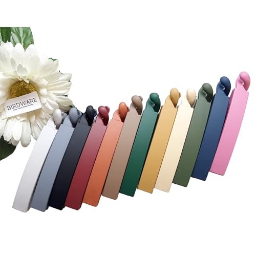 BIRDWARE Big-Size straight Multi Color Imported Rubber Acrylic Material Stone Banana Hair Clips For Women (Multi Colour) | Hair Clutchers (Banana-Honey-Multi-Pc of 12) - Image 1