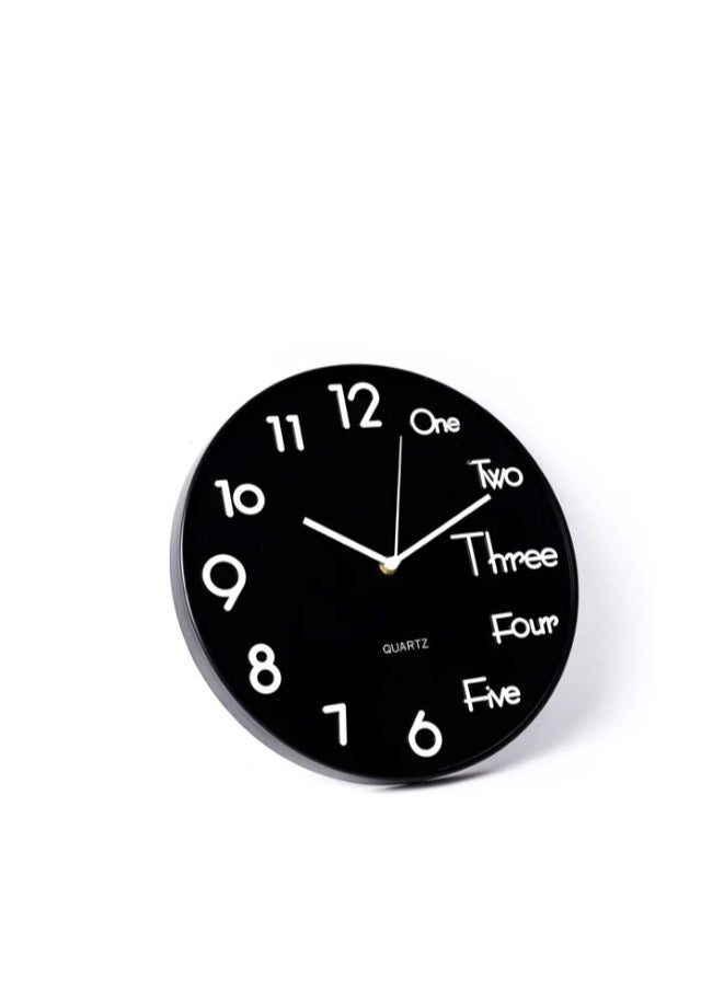 ماركة غير محددة Modern decorative round quartz wall clock large analoge display battery operated for homes and offices 30Cm black - ck3  - Image 2