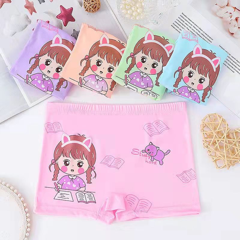 Kids Cartoon Briefs Cute Unisex Underwear Love learning Girl# mixed color 