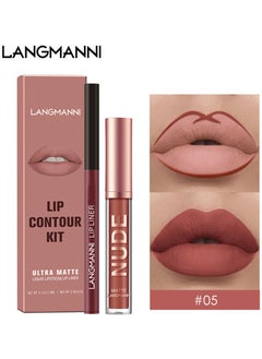 LANGMANNI 05Langmanni Liquid Lipstick + Lip Liner Pens Set, Waterproof Long Wear Lip Gloss Make up Gift Set  - Image 1