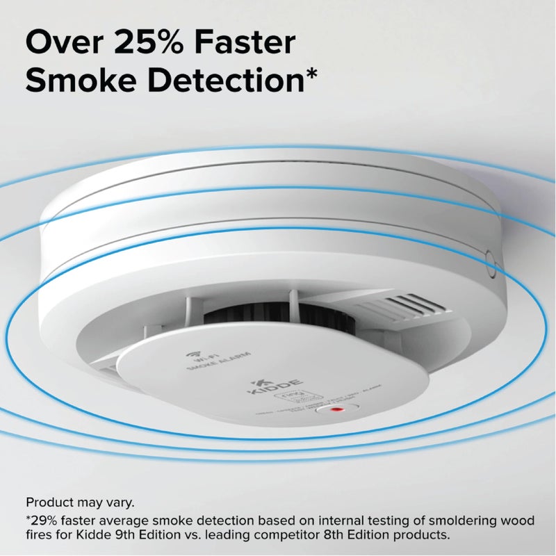 Kidde Smart Smoke Detector, Ring App Enabled for Real-Time Notifications, Hardwired Alarm, AA Backup Battery - Image 4