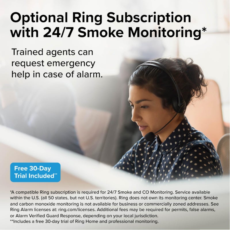Kidde Smart Smoke Detector, Ring App Enabled for Real-Time Notifications, Hardwired Alarm, AA Backup Battery - Image 3