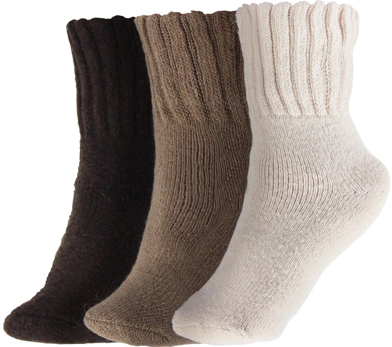 BenSorts Women Warm Solid Socks Thick Ladies Warm Cozy Crew Socks for Female Dark Light Brown Beige 3 Pairs Pack - Image 1