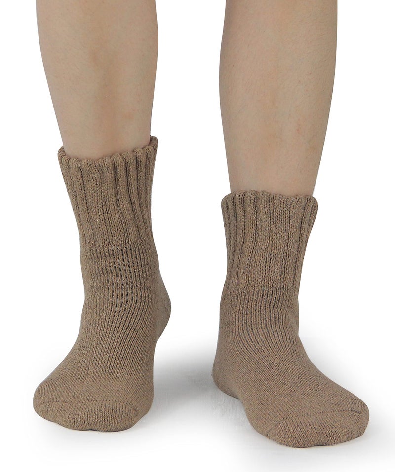 BenSorts Women Warm Solid Socks Thick Ladies Warm Cozy Crew Socks for Female Dark Light Brown Beige 3 Pairs Pack - Image 4
