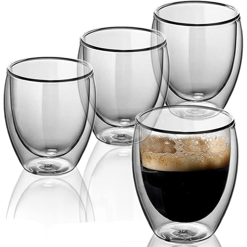 BNUNWISH Clear Coffee Mugs Set of 4 12 OZ Insulated Double Wall Glass Tea Cups For Americano Latte Cappuccinos and Beverage - Image 1