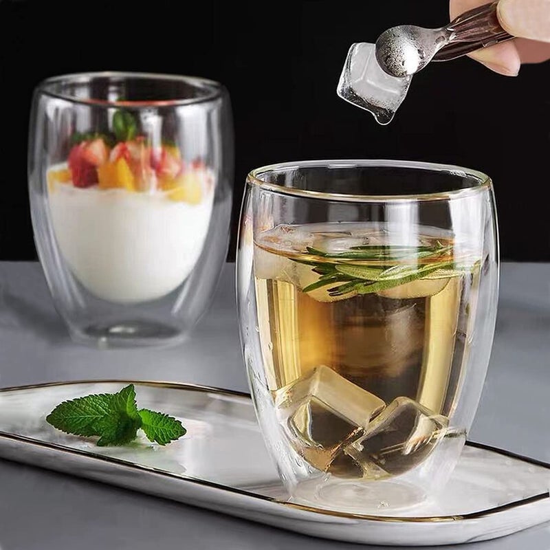 BNUNWISH Clear Coffee Mugs Set of 4 12 OZ Insulated Double Wall Glass Tea Cups For Americano Latte Cappuccinos and Beverage - Image 2