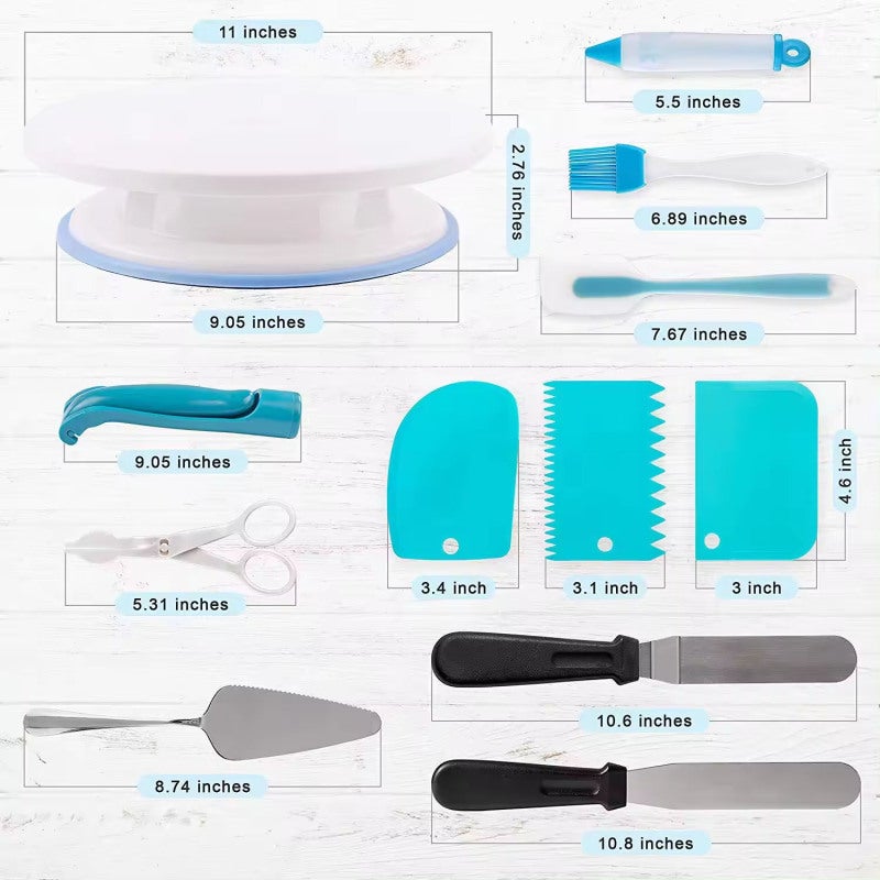 Cake Decorating Kit 150pcs - Complete Safe Materials Smooth Revolving Turntable Numbered Tips for Beginners Professionals Home Bakery Party Wedding Festivals - Image 4