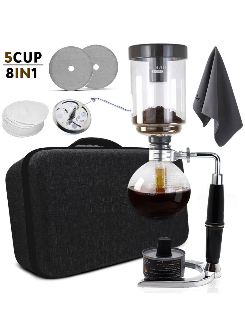 ميبرو مجموعة محضرة قهوة السايفون 5 اكواب مع شنطة اسود