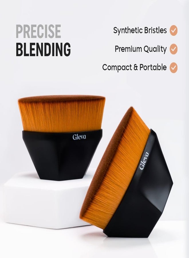 Gleva Foundation Makeup Brush, Kabuki Hexagon Face Blush Liquid Powder Foundation Brush for Blending Liquid, Cream or Flawless Powder Cosmetics (Black) - Image 2