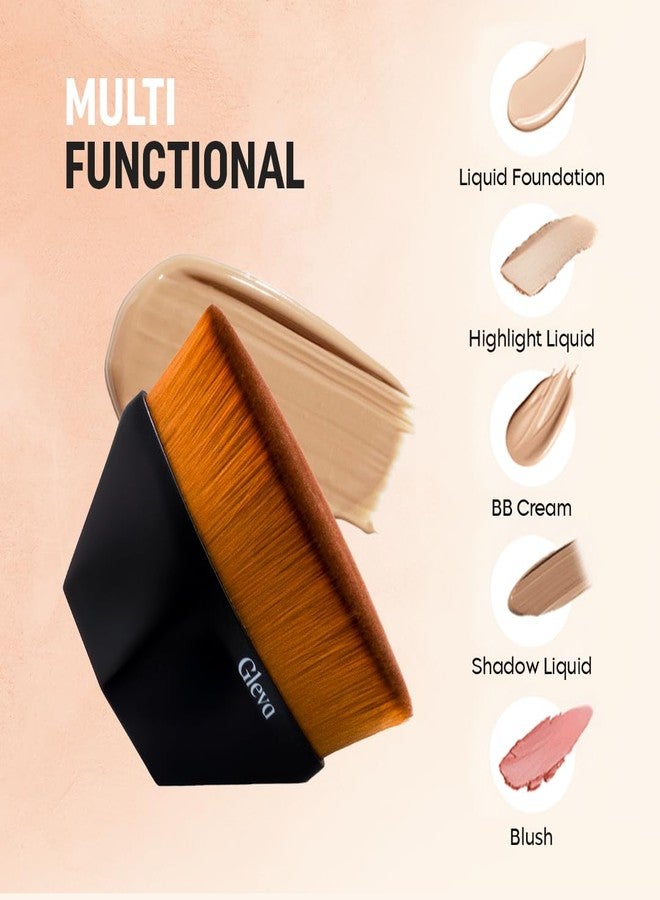 Gleva Foundation Makeup Brush, Kabuki Hexagon Face Blush Liquid Powder Foundation Brush for Blending Liquid, Cream or Flawless Powder Cosmetics (Black) - Image 3
