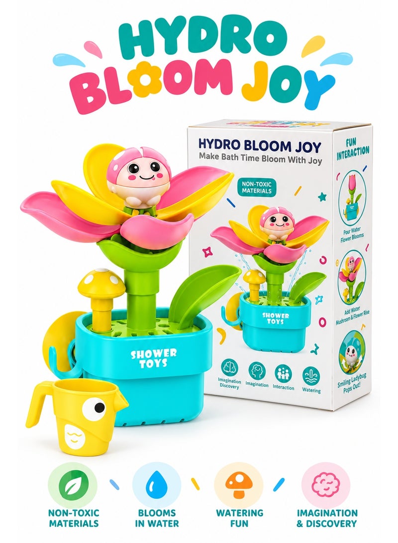 Hydro Bloom Joy Bath Toy for Kids with Watering Cup, Flower Bloom Water Play Toy, Interactive Shower Toy with Mushroom & Water Flow, Colorful Bath Time Toy for Toddlers - Image 5