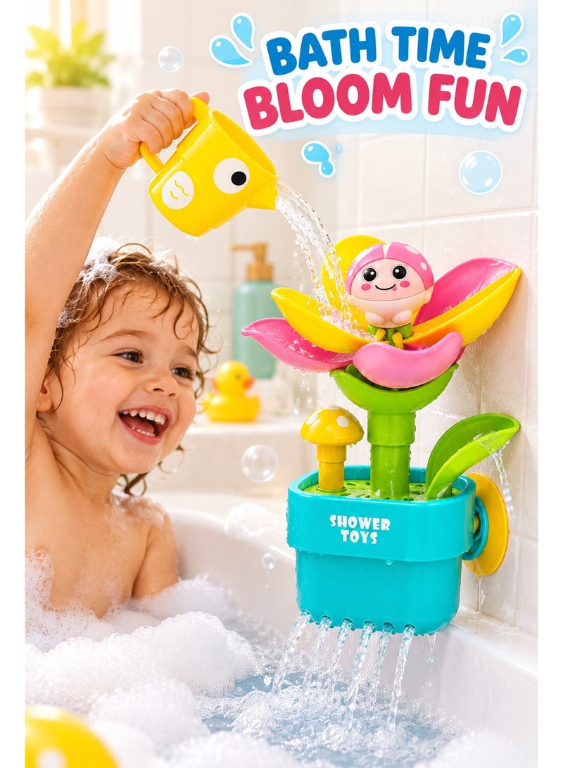 Hydro Bloom Joy Bath Toy for Kids with Watering Cup, Flower Bloom Water Play Toy, Interactive Shower Toy with Mushroom & Water Flow, Colorful Bath Time Toy for Toddlers - Image 3