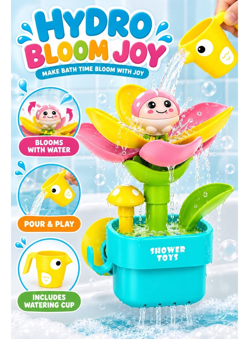 Hydro Bloom Joy Bath Toy for Kids with Watering Cup, Flower Bloom Water Play Toy, Interactive Shower Toy with Mushroom & Water Flow, Colorful Bath Time Toy for Toddlers - Image 4