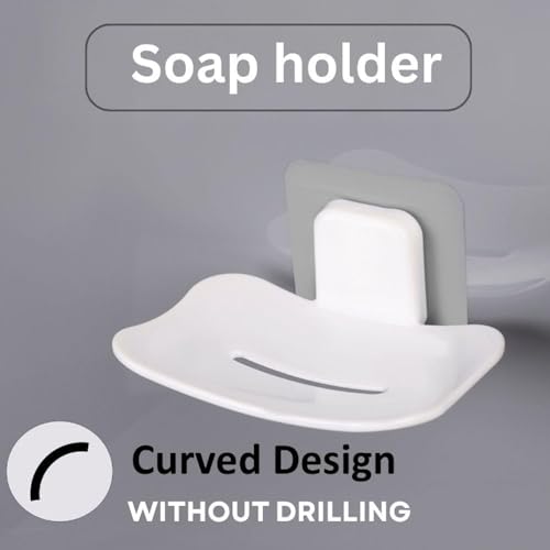 Clyton Self Adhesive Bathroom Shelf with 2 Soap Holders | Without Drilling Wall Mounted Storage Rack for Shower, Kitchen & Wash Basin | Rust Resistant ABS Palstic Organizer - Image 5