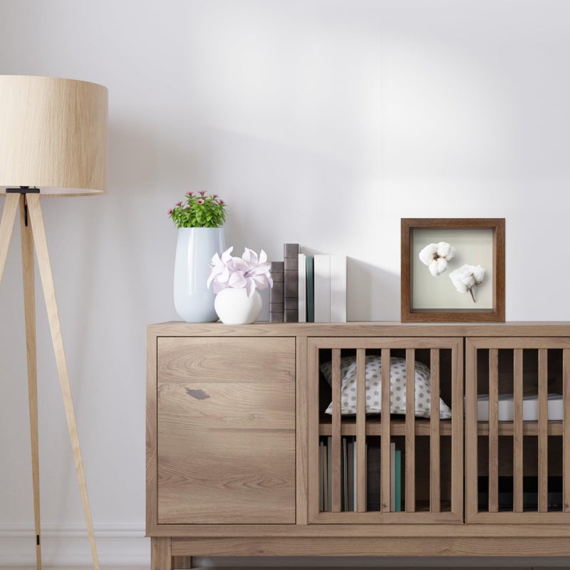 FrameWorks الأطر 8 × 8 داكنة خشب الظل خشبي الإطار - علبة عرض مع مربع ذاكرة خلفية ناعمة مع صندوق عرض زجاجي معب - Image 4