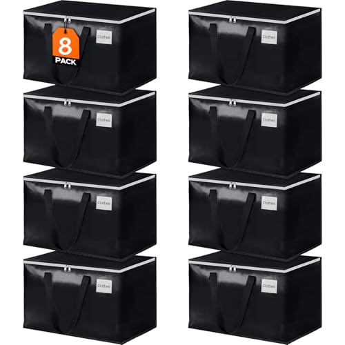 StorageRight Large Moving Bags Heavy Duty Storage Totes for Storage,Packing & Moving Collapsible Moving Supplies with Large Capacity, Reinforced Zippers and Handles, 88L, 8 Packs - Image 1
