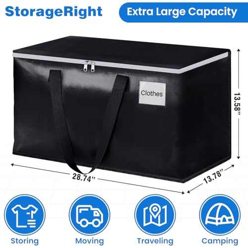 StorageRight Large Moving Bags Heavy Duty Storage Totes for Storage,Packing & Moving Collapsible Moving Supplies with Large Capacity, Reinforced Zippers and Handles, 88L, 8 Packs - Image 2