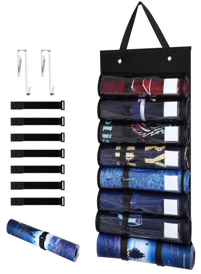 Lukeline Playmat Tube Storage Bag with 7 Sticky Straps,7+1 Transparent Plastic Slots with Label,Hanging Playmat Holder with 2 Hooks for TCG/RPG Play Mat and Card Game Mat Tube - Image 1