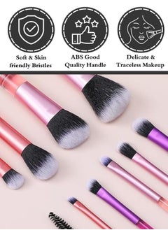 BTFMEI 10PCS Makeup Brushes Set , Travel Makeup Brush with Brush Bag, Portable Cosmetic Brush for Foundation, Eyeshadow, Highlight, Contour, Blush, Concealer (Purple)  - Image 2