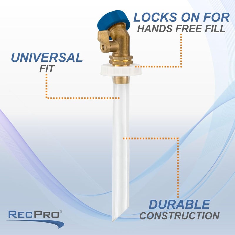 RecPro RV Secure Hands Free Water Tank Fill | Clear Tube | Brass Shut-Off | City Water Fill - Image 3