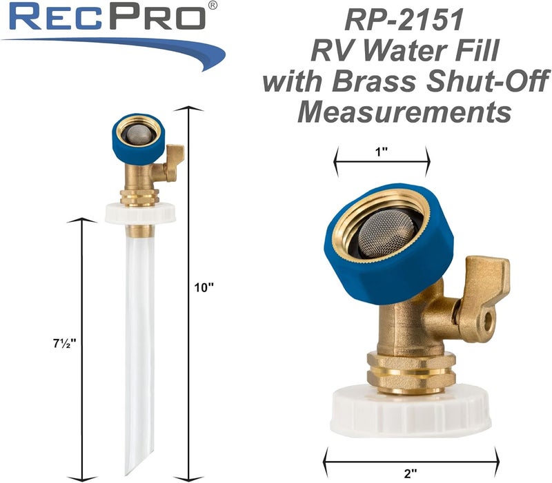 RecPro RV Secure Hands Free Water Tank Fill | Clear Tube | Brass Shut-Off | City Water Fill - Image 2