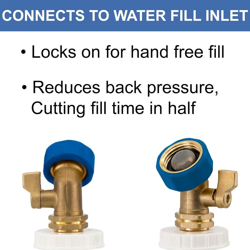 RecPro RV Secure Hands Free Water Tank Fill | Clear Tube | Brass Shut-Off | City Water Fill - Image 4