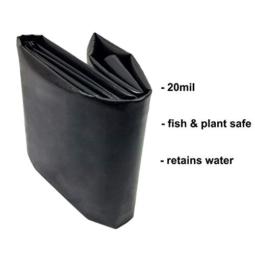 UWIOFF 10 x 13 FT Pond Liner, 20 Mil Pond Liners for Outdoor Ponds, Black Fish Pond HDPE Liner for Koi Ponds, Streams Fountains and Garden Waterfall - Image 5