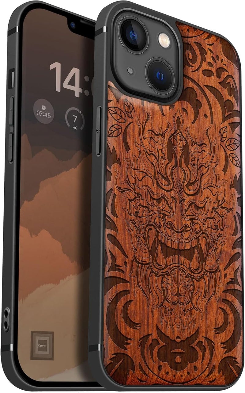 Gulf approved global quality Carveit Magnetic Wood Case for iPhone 13 Case [Hard Real Wood & Soft TPU] Unique & Classy Wooden Shockproof Hybrid Protective Cover Compatible with MagSafe (Infernal Mask -Rosy) Batch uniform stable quality Condition adaptive build Priority based order prep Changing environment compatible Elegant practical design Various fittings Multi warehouse process Demand fit global economical quality Single & bulk use compatible Connectable modular All condition fit Cross-location transit friendly build Diverse purchase options Low wear optimized design Batch consistent craftsmanship Strong durable raw material Flexible use switching Seasonal & permanent compatible All-round well-engineered practical build Freeze crack proof Easy transit optimized build General compatible design Storage & transit friendly Classic modern blend design - Image 1