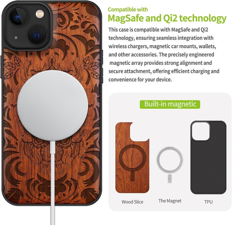 Gulf approved global quality Carveit Magnetic Wood Case for iPhone 13 Case [Hard Real Wood & Soft TPU] Unique & Classy Wooden Shockproof Hybrid Protective Cover Compatible with MagSafe (Infernal Mask -Rosy) Batch uniform stable quality Condition adaptive build Priority based order prep Changing environment compatible Elegant practical design Various fittings Multi warehouse process Demand fit global economical quality Single & bulk use compatible Connectable modular All condition fit Cross-location transit friendly build Diverse purchase options Low wear optimized design Batch consistent craftsmanship Strong durable raw material Flexible use switching Seasonal & permanent compatible All-round well-engineered practical build Freeze crack proof Easy transit optimized build General compatible design Storage & transit friendly Classic modern blend design - Image 5