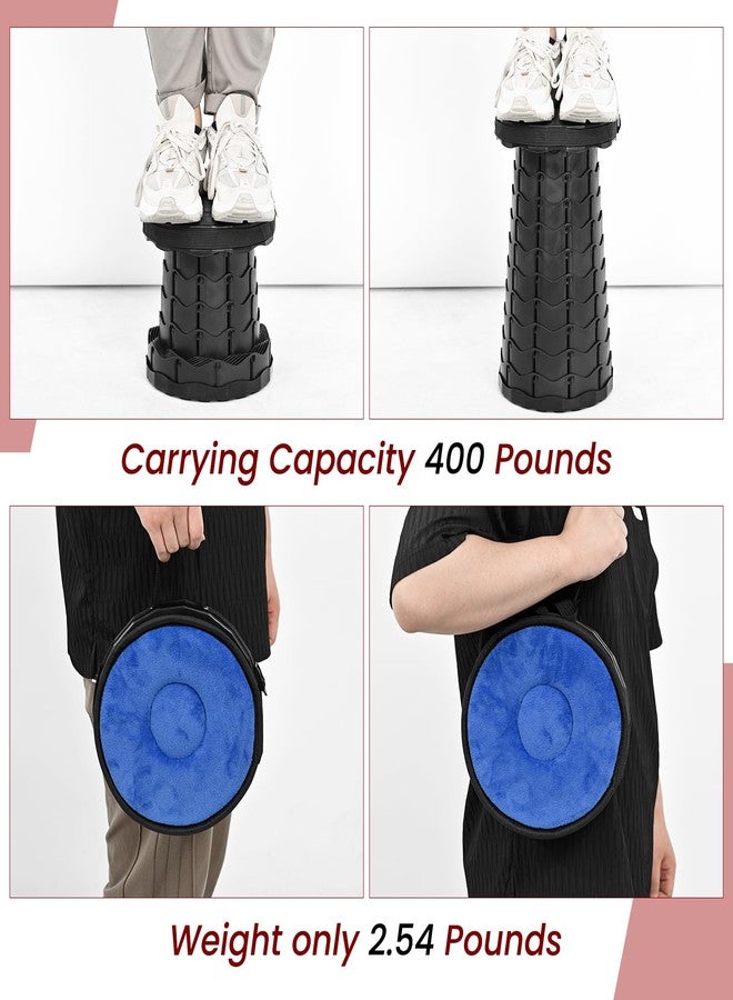 FXKS 2 Pack Portable Telescoping Stool Collapsible Stool with Cushion,Retractable Folding Stool Max Load Capacity 400lbs, Portable Collapsible Stools for Camping Hiking Outdoor BBQ -Black - Image 2