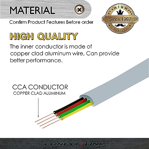 Conext Link RJ11 6P4C Modular Telephone Extension Cable Phone Cord Line Wire (100 Feet, grey) - Image 3