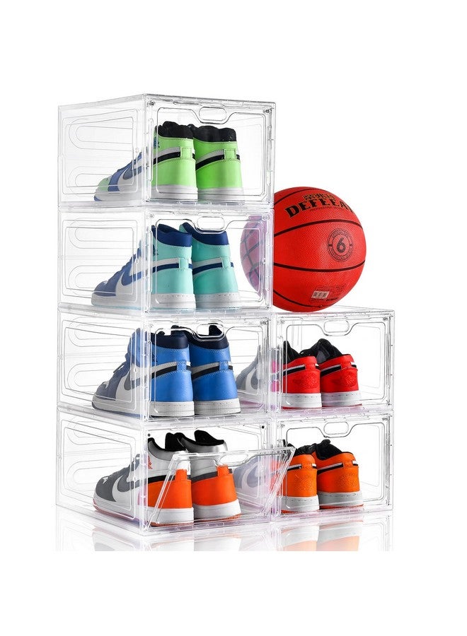 INSTY INSTY 6 Pack Large Shoe Storage Box, Clear Shoe Storage Organizer with Magnetic Door, Stackable,Shoe Containers For Display Sneakers, Easy Assembly, Fit up to US Size 12, Clear - Image 1