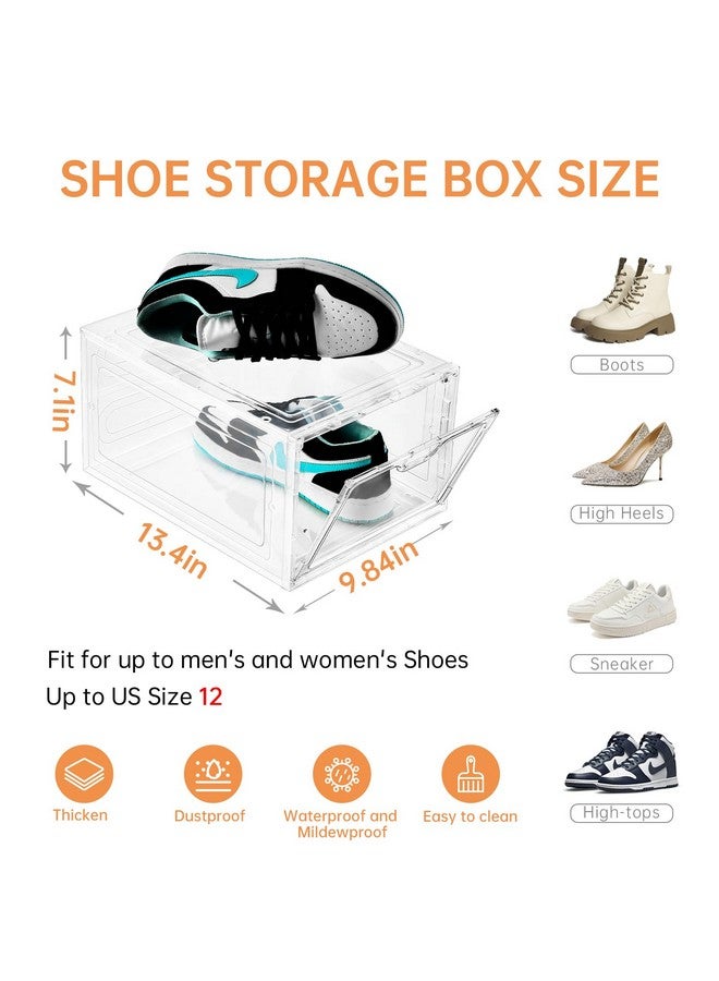 INSTY INSTY 6 Pack Large Shoe Storage Box, Clear Shoe Storage Organizer with Magnetic Door, Stackable,Shoe Containers For Display Sneakers, Easy Assembly, Fit up to US Size 12, Clear - Image 2