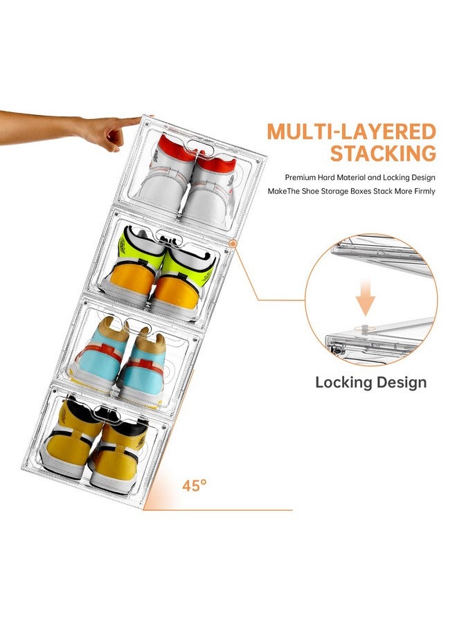INSTY INSTY 6 Pack Large Shoe Storage Box, Clear Shoe Storage Organizer with Magnetic Door, Stackable,Shoe Containers For Display Sneakers, Easy Assembly, Fit up to US Size 12, Clear - Image 4