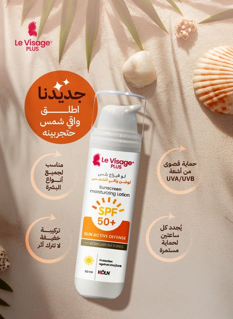 le visage plus Sunscreen moisturizing Lotion SPF 50+ Sun Active Defense 50 ml - Image 3