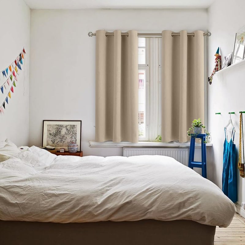 BGment Blackout Curtains - Grommet Thermal Insulated Room Darkening Bedroom and Living Room Curtains, Set of 2 Panels (38 x 45 Inch, Sand) - Image 2